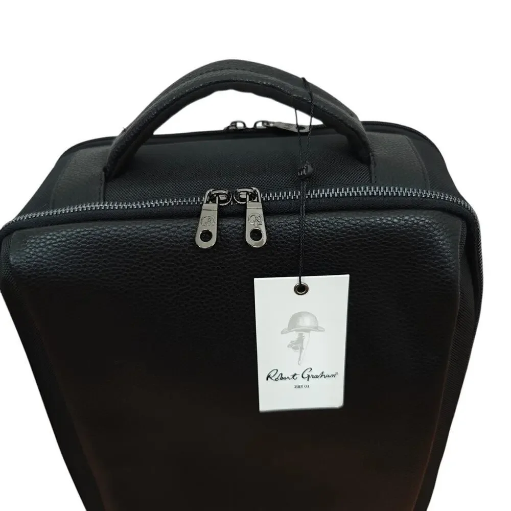 Robert Graham Backpack Solid Black Travel Commuting Padded Laptop Pocket NWT